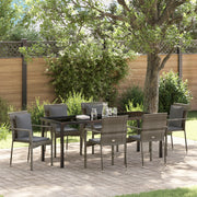 Set da Pranzo da Giardino 7 Pezzi con Cuscini Grigio Rattan Polimerico