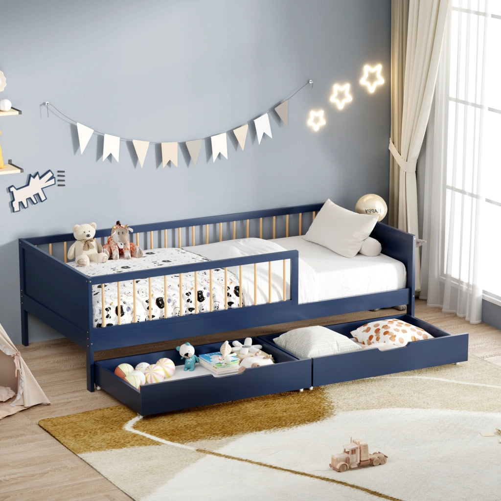 Set di 2 cassetti blu scuro per letto