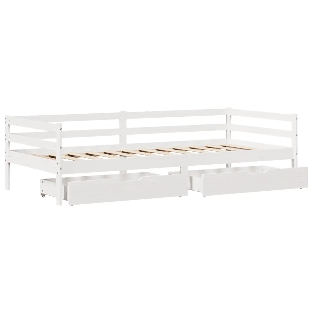 Letto singolo | Letto per adulti | Dormeuse con Cassetti 90x200 cm Legno Massello Pino