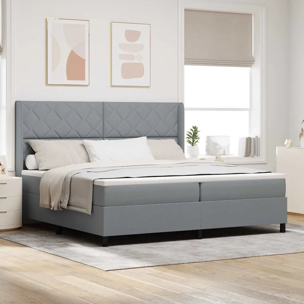 Letto a molle con materasso Grigio chiaro 200 x 200 cm Tessuto 3341728