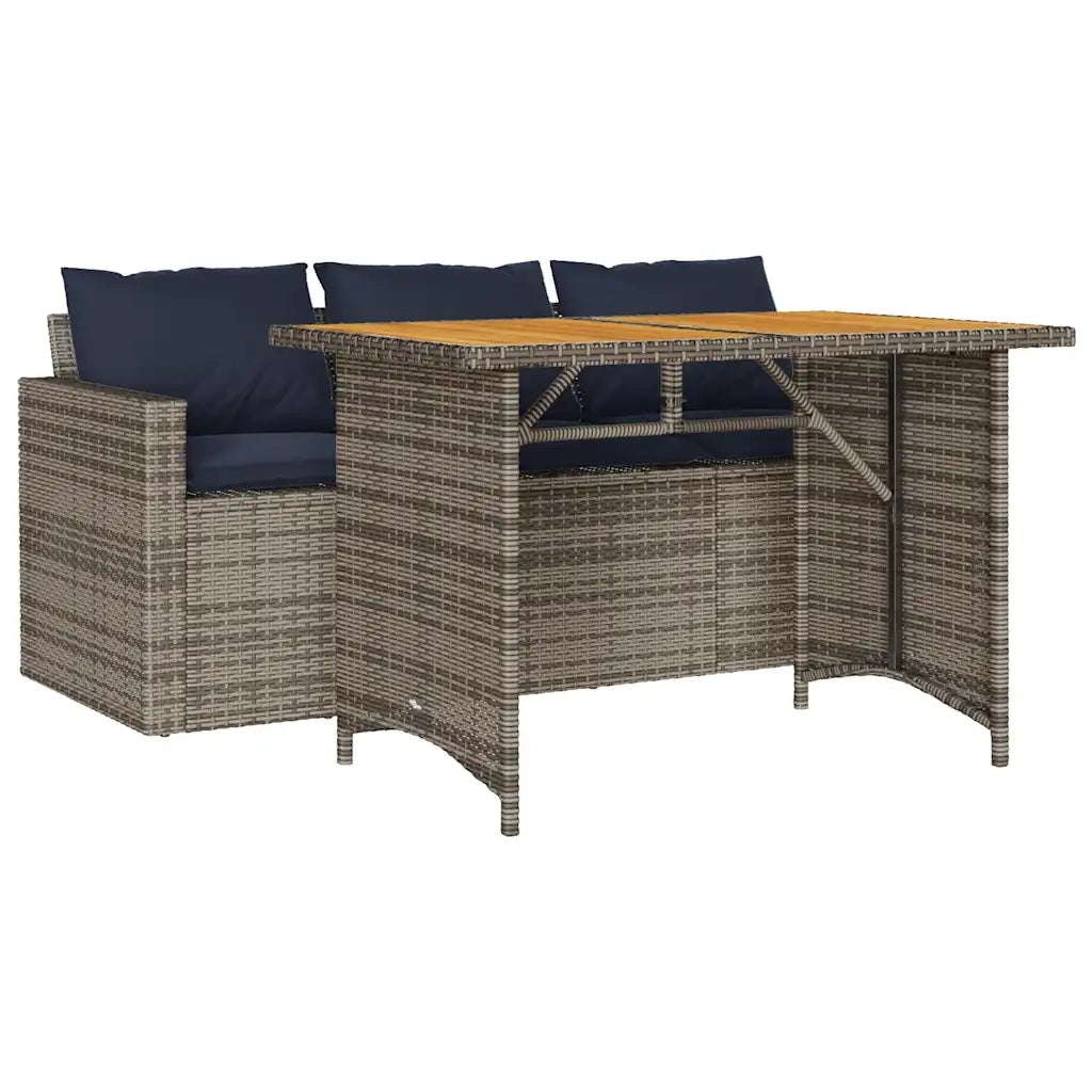 Set da Pranzo da Giardino 2 pz con Cuscini in Polyrattan Grigio 366339