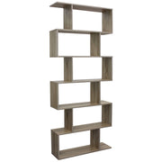 LIBRERIA ALANA CON 6 RIPIANI SFALSATI IN DESIGN MODERNO - COLORE NATURALE EFFETTO LEGNO
