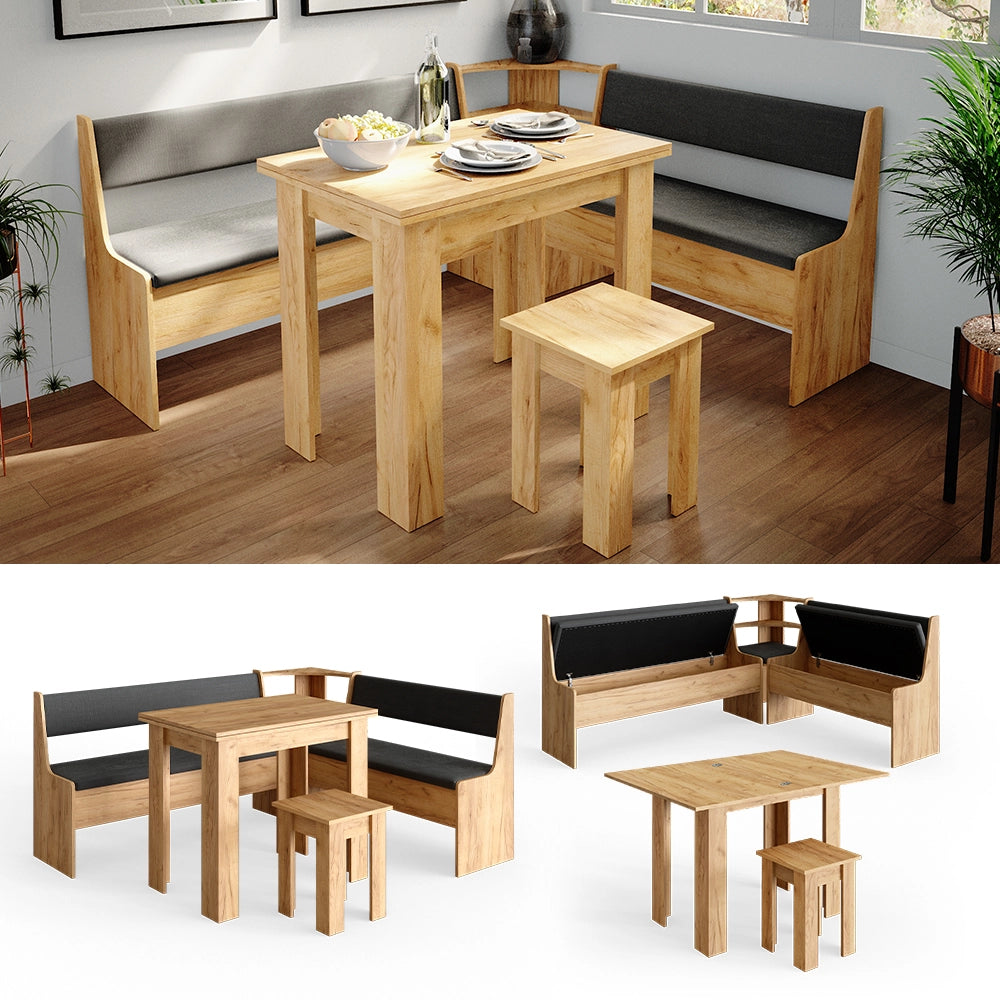 Vicco Gruppo panca ad angolo Quercia dorata 180 x 41.5 cm con tavolo