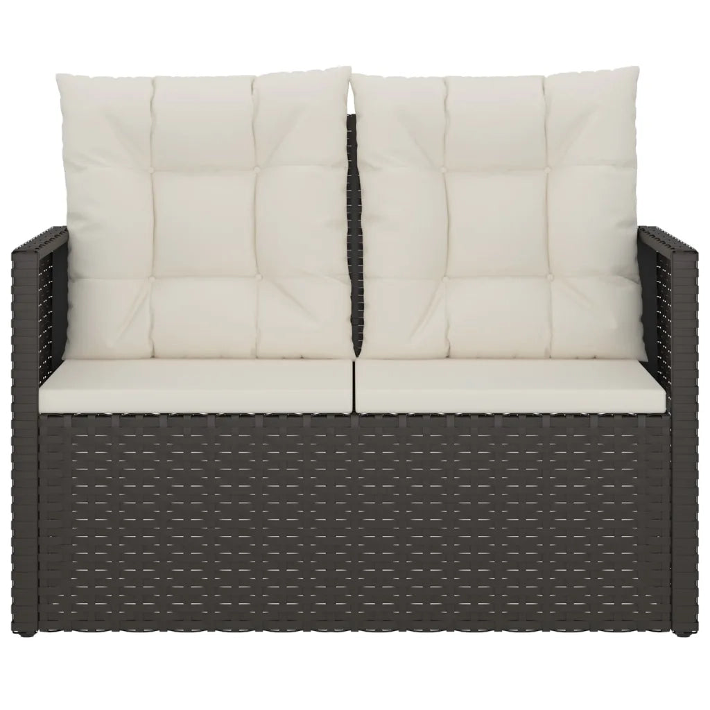 Panca da Giardino con Cuscini Nera 105 cm in Polyrattan 362318