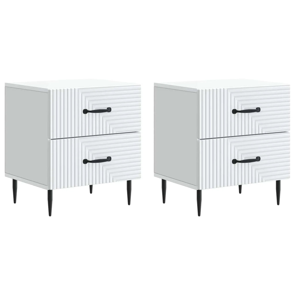 Armadio da Notte con cassetto 2 pcs Bianco 43 x 34,5 x 47,5 cm 894756