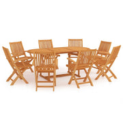 Set da pranzo da giardino per esterni da 9 pezzi in legno massello di teak 02_0014083