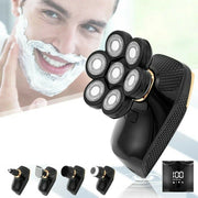 Trade Shop - Rasoio Elettrico Ricaricabile 5 In 1 7 Testine Rotanti Barba Testa Naso Tx-8267 -