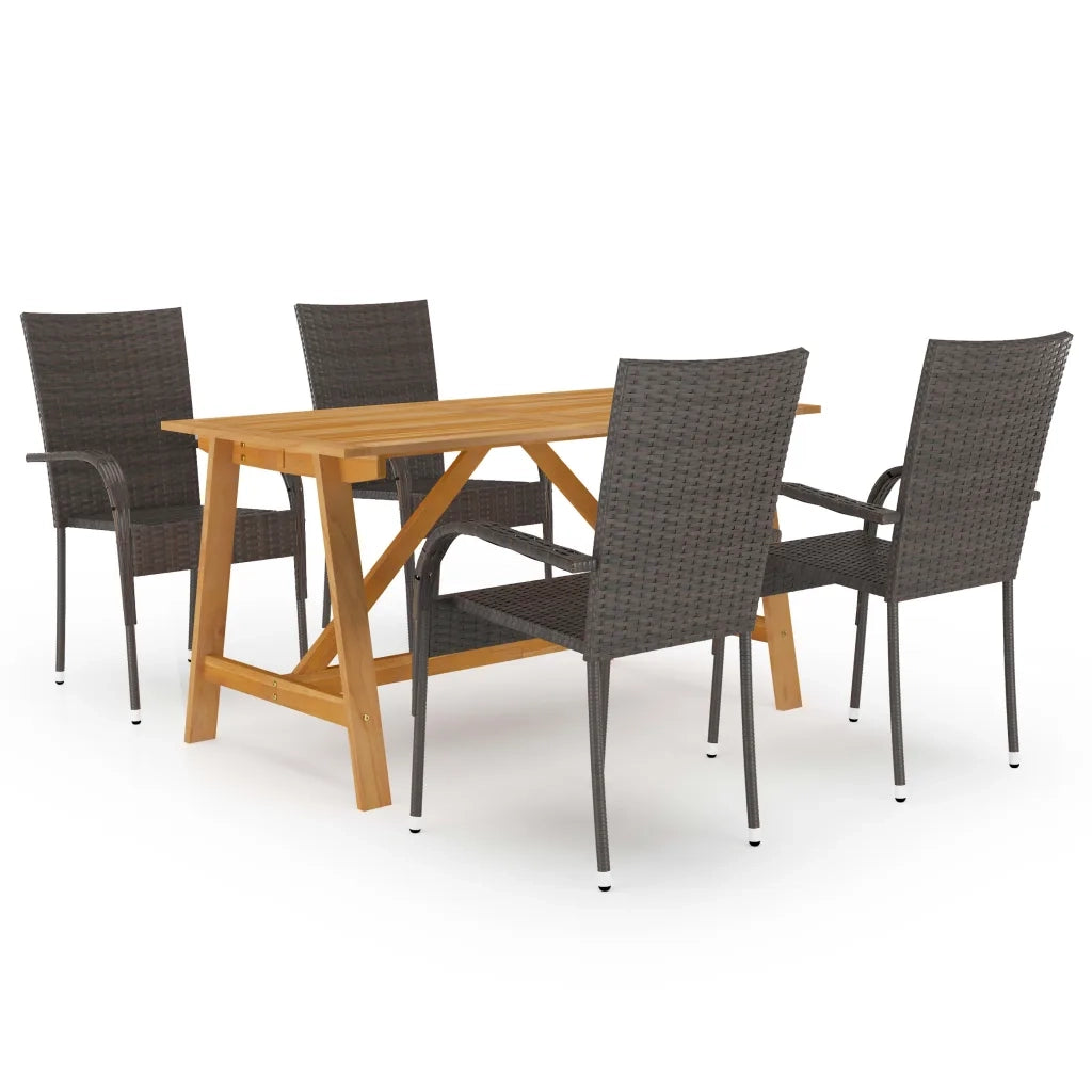 Set Mobili da Pranzo per Giardino 5 pz Marrone cod mxl 49252