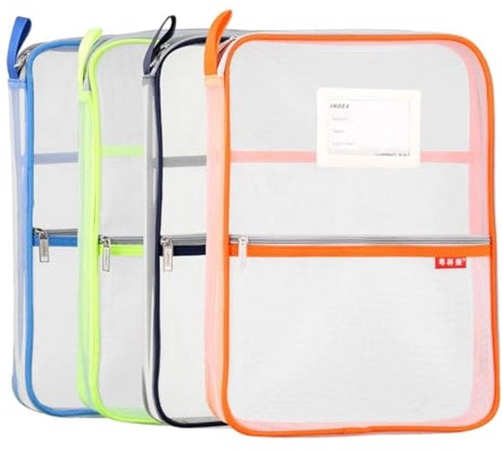 Documentate da Scrivania in Nylon a Righello A4 per Studenti e Ufficio, Pacchetto da 4 (arancione, verde, blu, blu scuro)