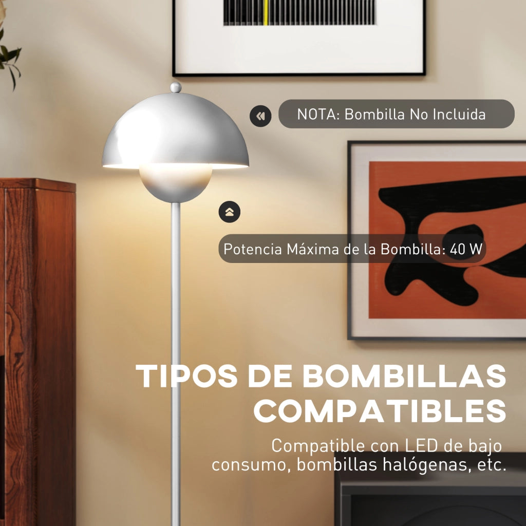 Lampada da terra moderna ¨C Xylo ¨C ?30x155 cm argento con paralume a ciotola