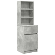 Comodino | Armadio da Notte | Mobiletto da notte Grigio Cemento 39x35x125 cm in Legno Multistrato