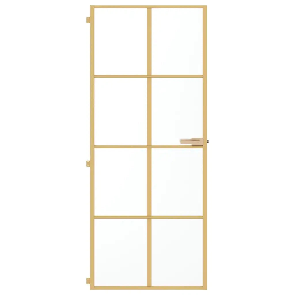 Porta Interni Sottile Oro 83x201,5cm Vetro Temperato Alluminio 155145