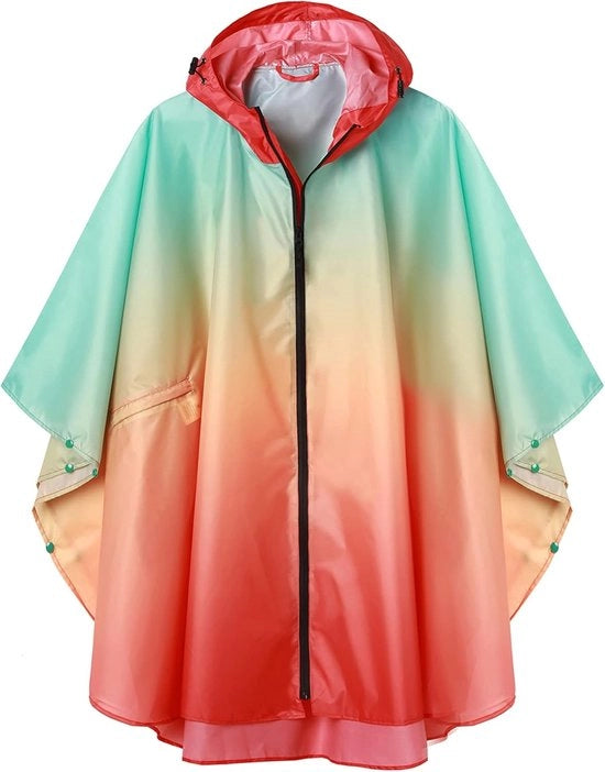 Poncho impermeabile per adulti, con cappuccio, chiusura a zip, per uso all'aperto