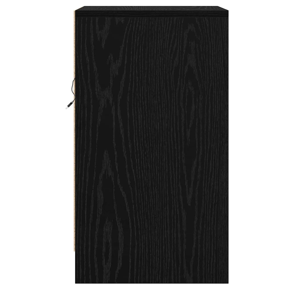 Comodino | Armadio da Notte | Mobiletto da notte Rovere Nero 38 x 34 x 61 cm Legno multistrato