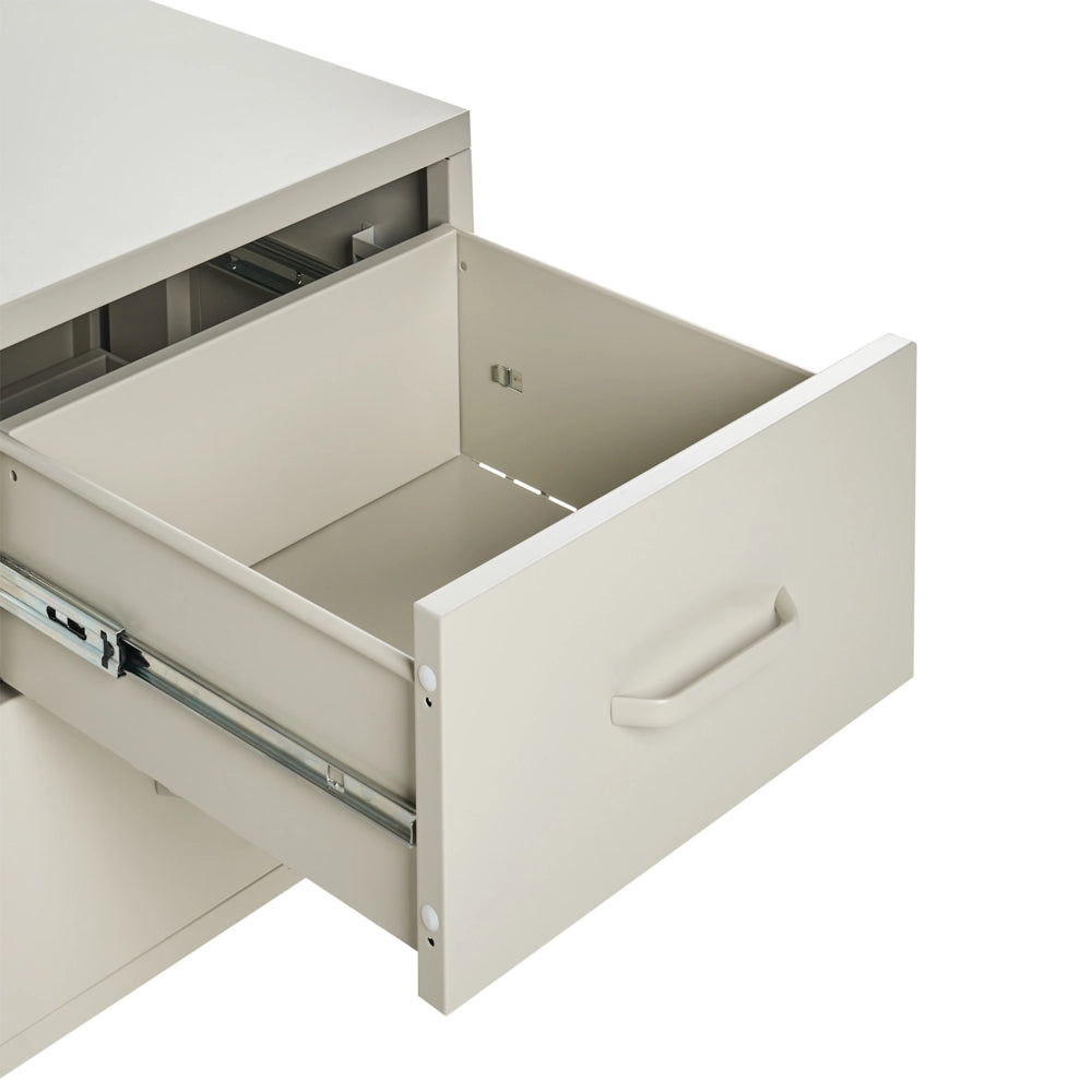 Comodino in Acciaio beige Design Industriale 2 Cassetti Camera da Letto Mobili Contenitori