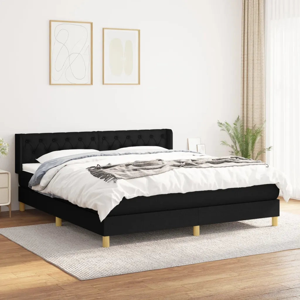 Giroletto a Molle con Materasso Nero 160x200 cm in Tessuto cod mxl 73265