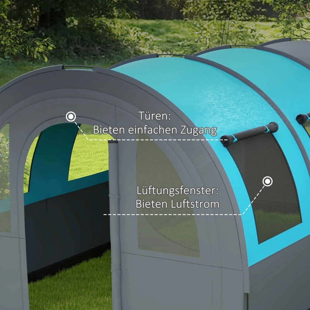 Tenda da campeggio 6 posti familiare con zone separate impermeabile ¨C zephmum ¨C Grigio/Blu