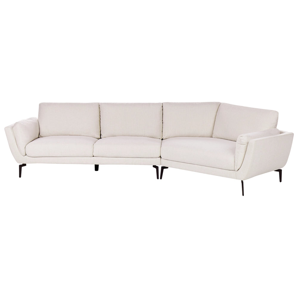 Divano a 3 posti in tessuto beige chiaro con schienale imbottito elegante moderno minimalista