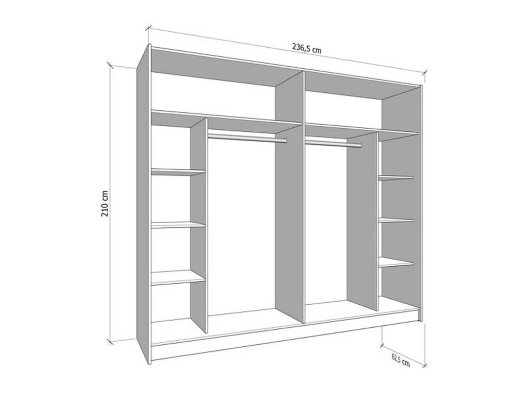 Armadio Camera da Letto Sorgono, Guardaroba Grande Appendiabiti, 236.5x210h cm Bianco Opaco