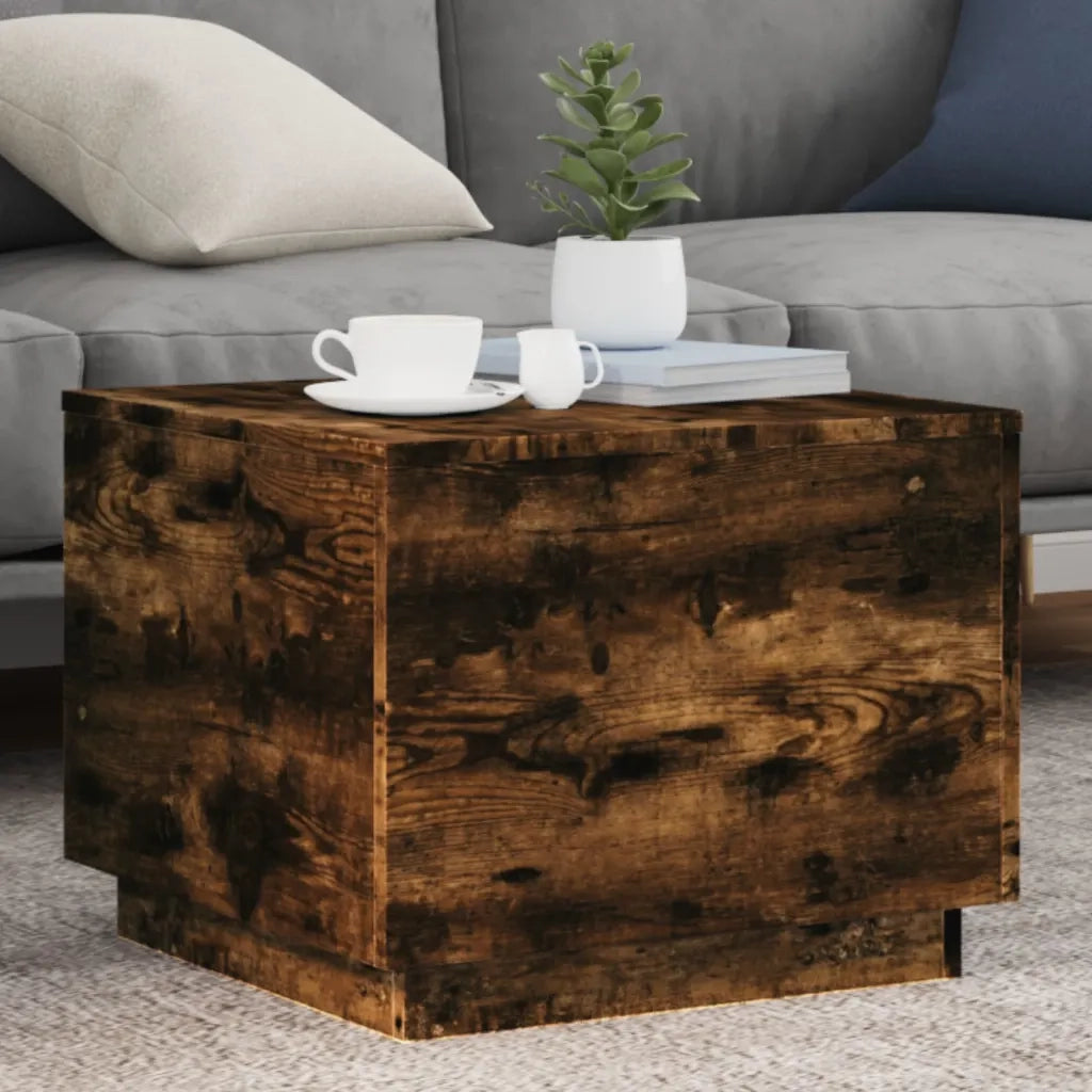Tavolino da salotto | Tavolino da caff¨¨ | Tavolino da Soggiorno con Luci LED Rovere Sonoma 50x50x40 cm