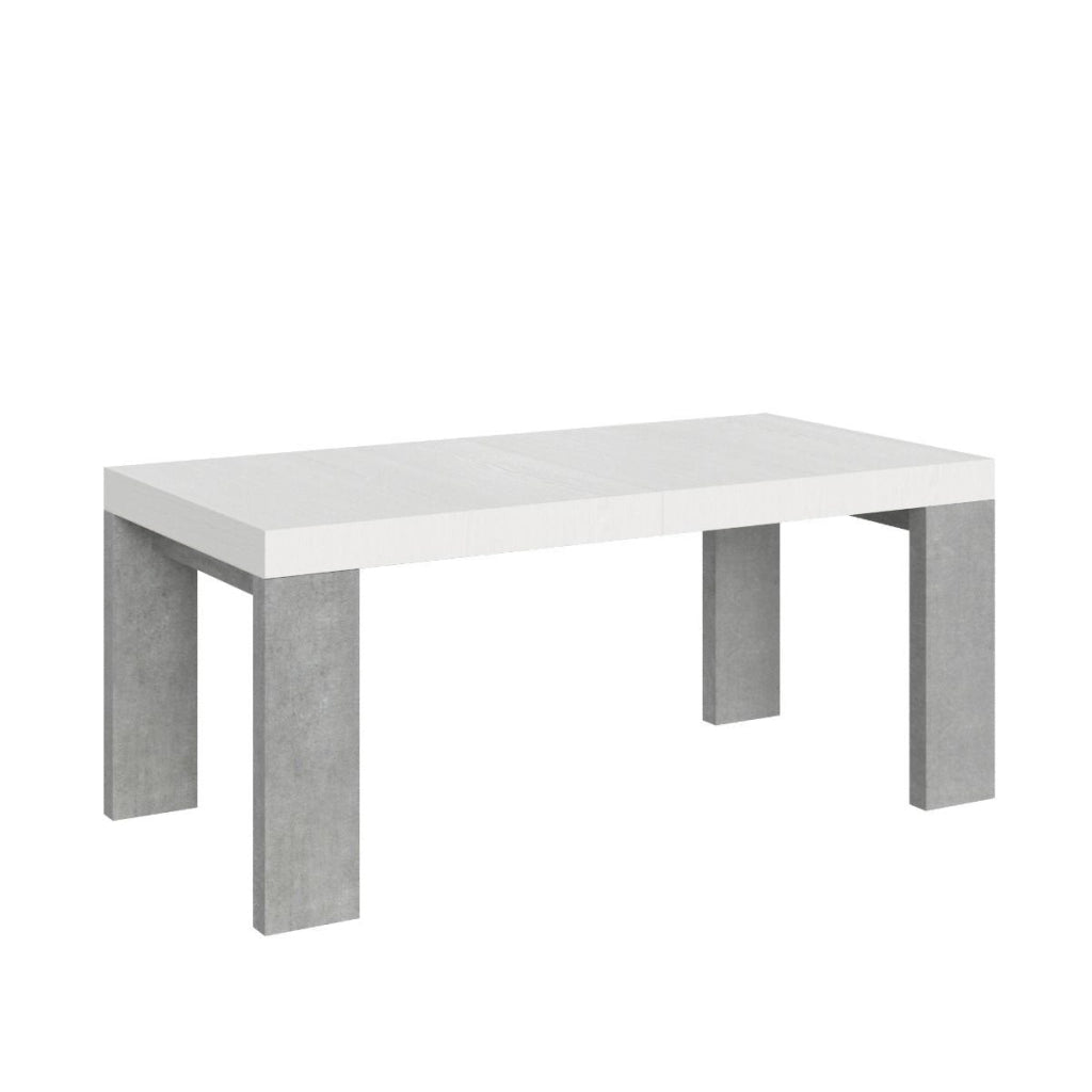 Tavolo Allungabile 180/440x90x77 cm Roxell Mix piano Bianco Frassino gambe Cemento