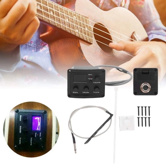 Ukulele - 3 bande EQ amplificatore - Facile da installare - Chiara - Pickup con schermo LCD - Ideale per musicisti - Formato compatto