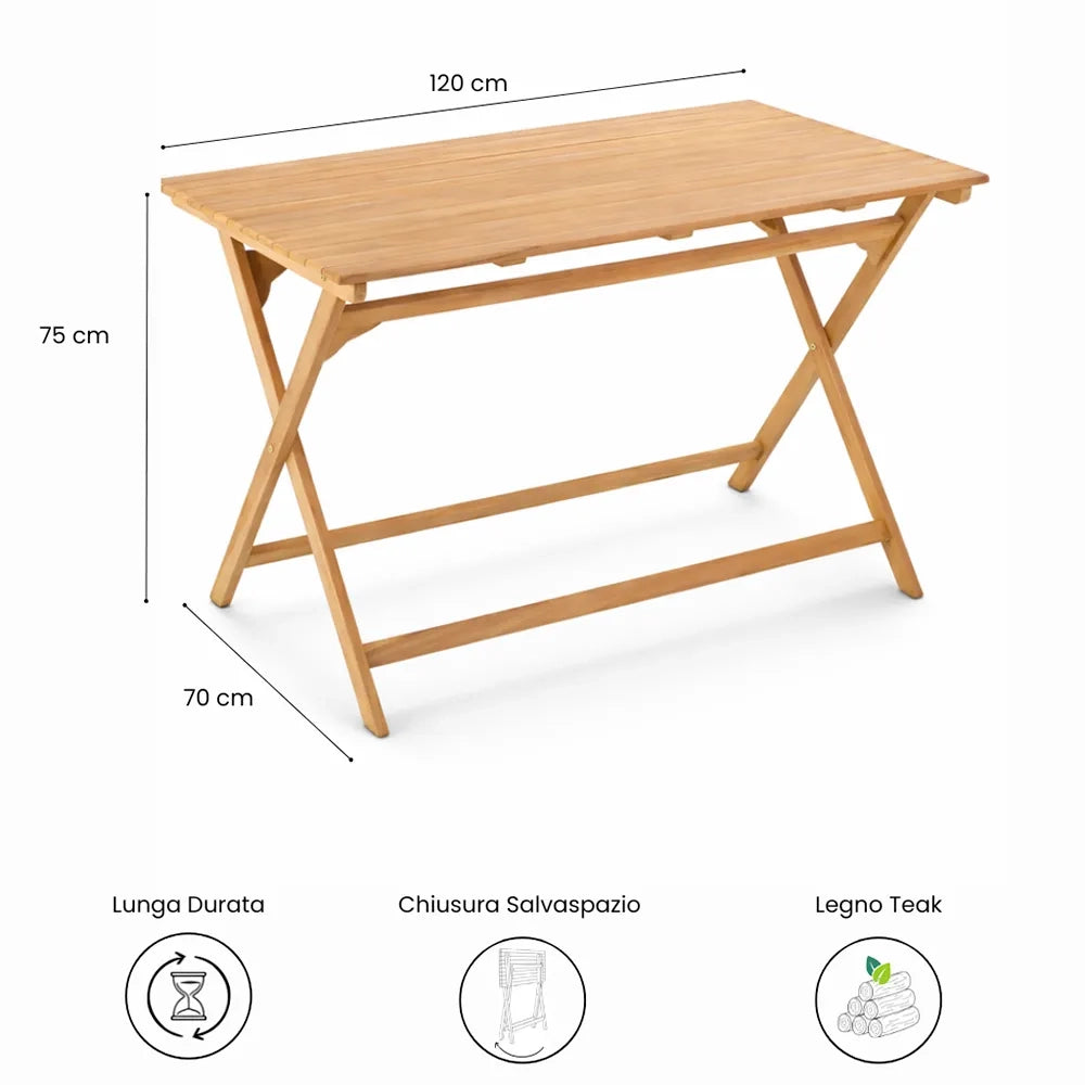 Tavolo Pieghevole da Giardino in Legno Teak – Banchetto