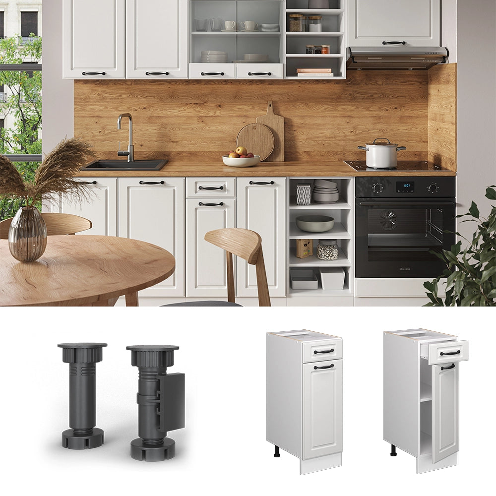 Vicco Mobiletto base per cucina Bianco casa di campagna 30 cm PL Marmo