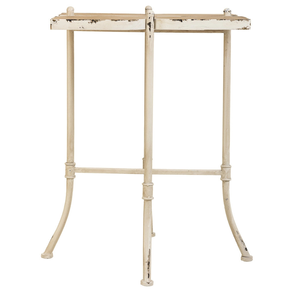 Tavolino in legno bianco e metallo 48x48x66,5h