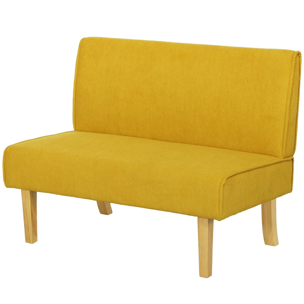 Divano 2 posti ¨C Minimal ¨C Tessuto corda giallo con gambe in legno