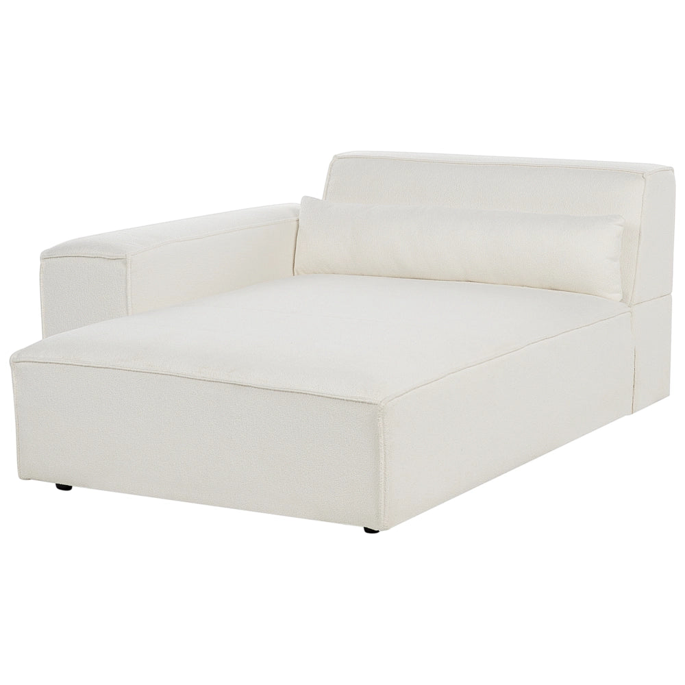 Divano angolare modulare a 2 posti a destra Divano componibile in boucle bianco con gambe nere Soggiorno moderno