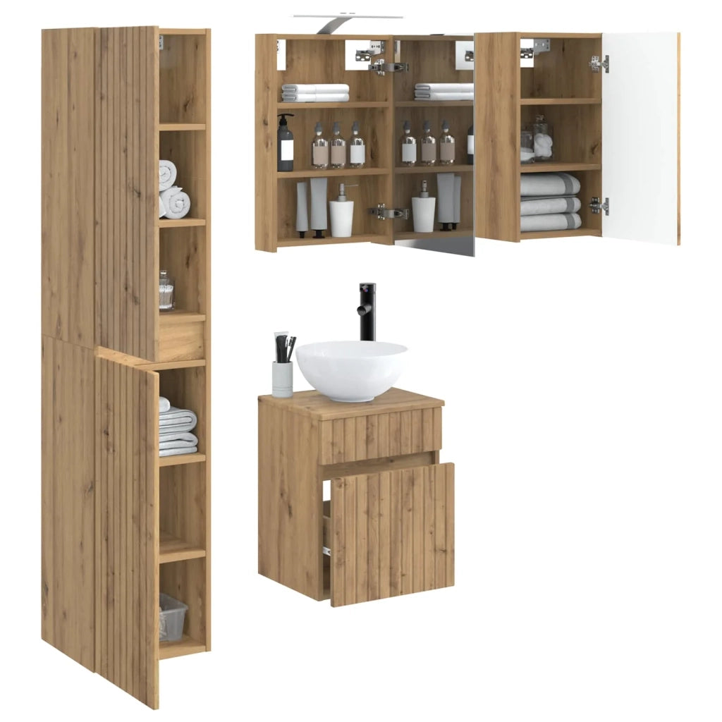 Set di Armadi da Bagno 5 pcs Rovere Artigianale 3407342
