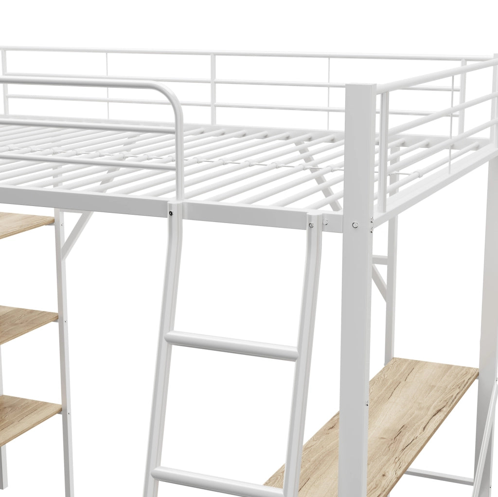 Letto a soppalco 90 x 200 cm con scrivania e 3 ripiani