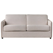 Divano letto in tessuto beige chiaro imbottito a 2 posti trasformabile con gambe in plastica Soggiorno moderno minimalista