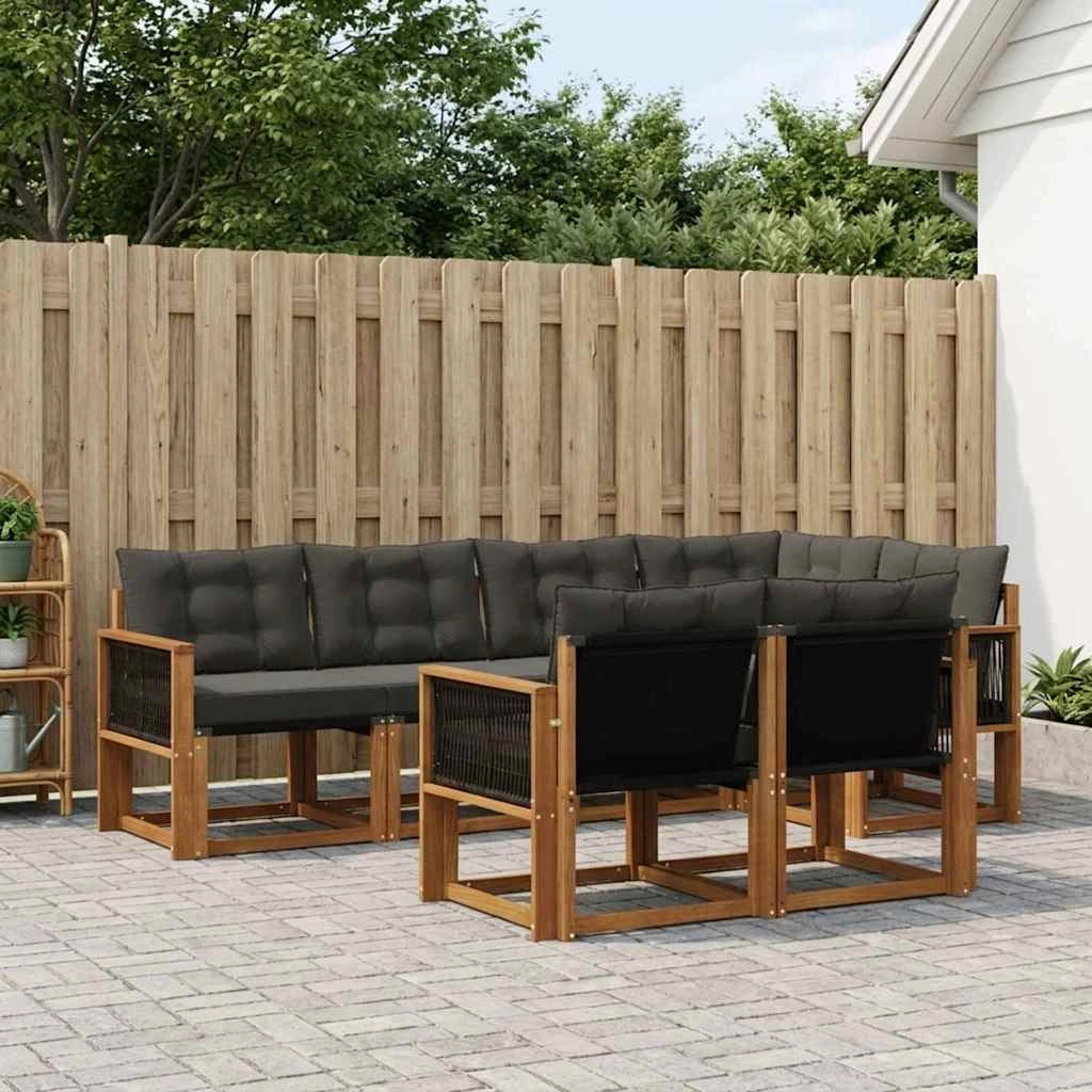 Set di divani da esterno 7 pz Naturale e Nero 3382016