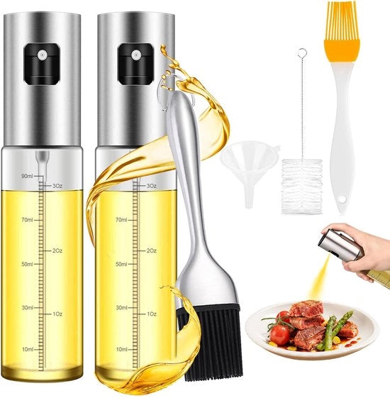 Set di 2 strumenti per pulire l'olio, 100 ml, con pennello in acciaio inossidabile e cucchiaio per trasferimento per cucina, griglia, air fryer, insalate