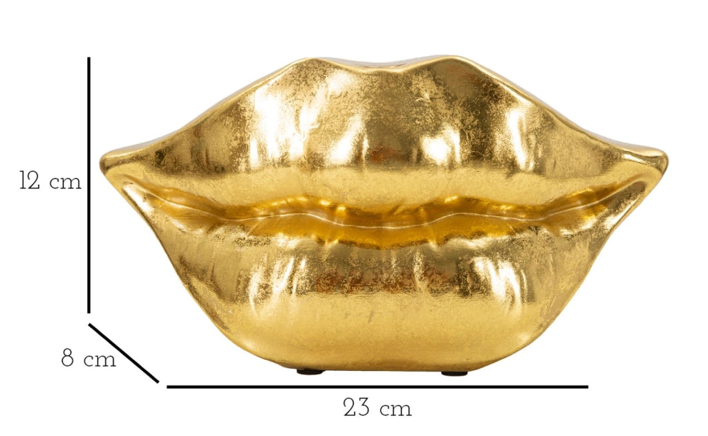 Vaso Mouth Lip 23x8x12 cm in Resina Oro