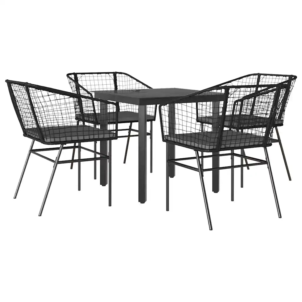 Set da Pranzo da Giardino con Cuscini 5 pz Polyrattan Vetro 3334598