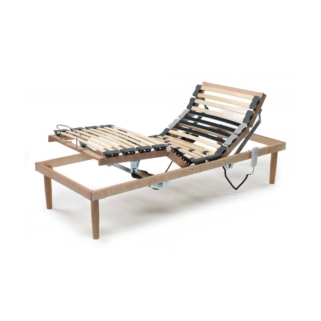 Rete letto singolo Arby, Rete a doghe in legno con motore, 100% Made in Italy, Rete ortopedica reclinabile motorizzata, cm 80x190h 34