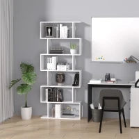 Scaffale Alto con 6 Ripiani, Libreria Scaffalatura in Legno Design Moderno, Bianco 80 × 23 × 192cm