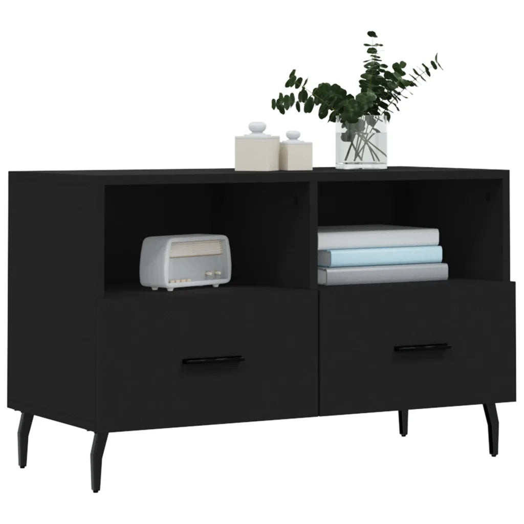 Mobile Porta TV-Mobile per TV-Credenza TV Nero 80x36x50 cm in Legno Multistrato 480508