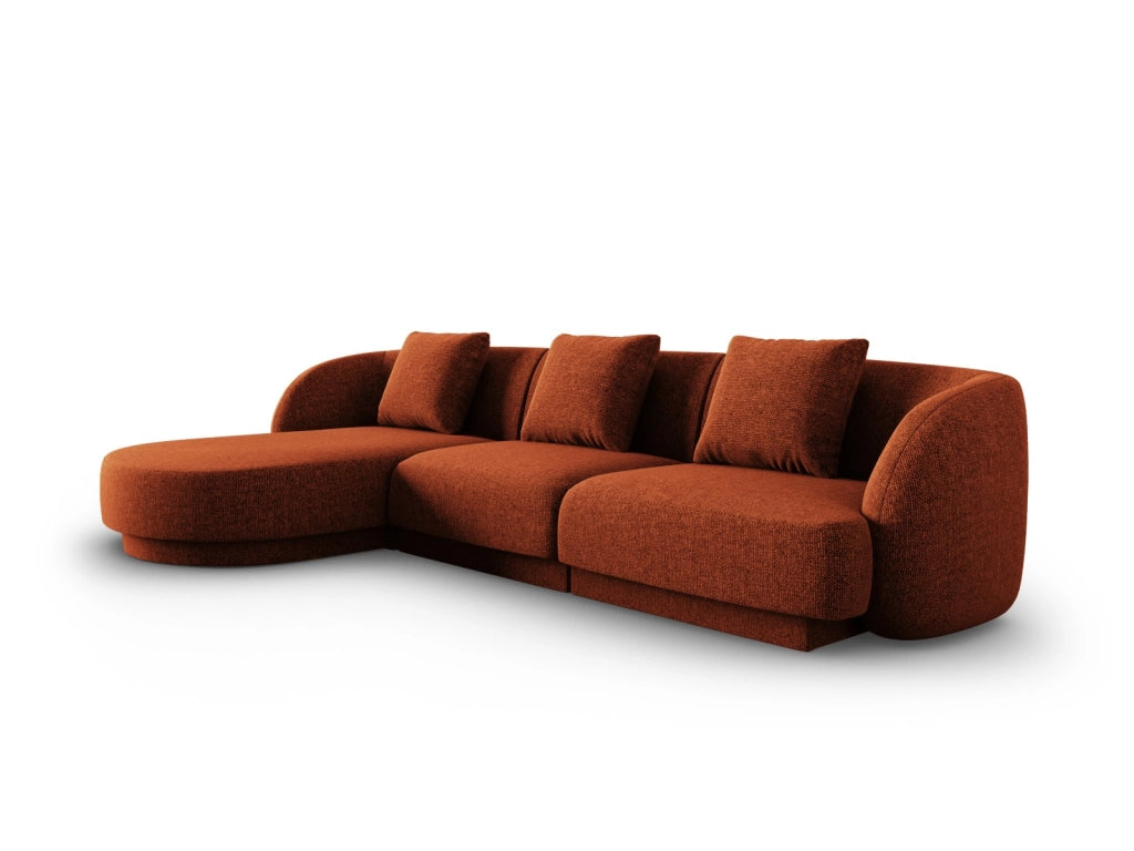 Cosmopolitan Design - Divano angolare sinistro "Tulum" 4 posti in ciniglia terracotta 