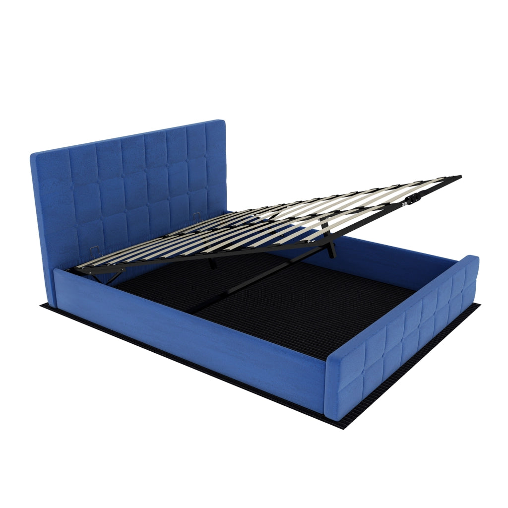 letto imbottito flanella blu 160 x 200 cm