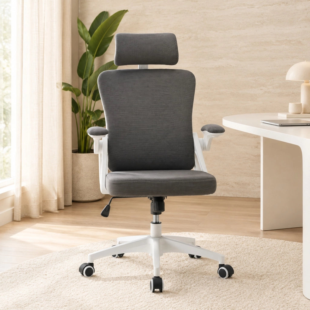 Sedia da ufficio ergonomica con schienale in rete e braccioli regolabili grigia HAVRYA