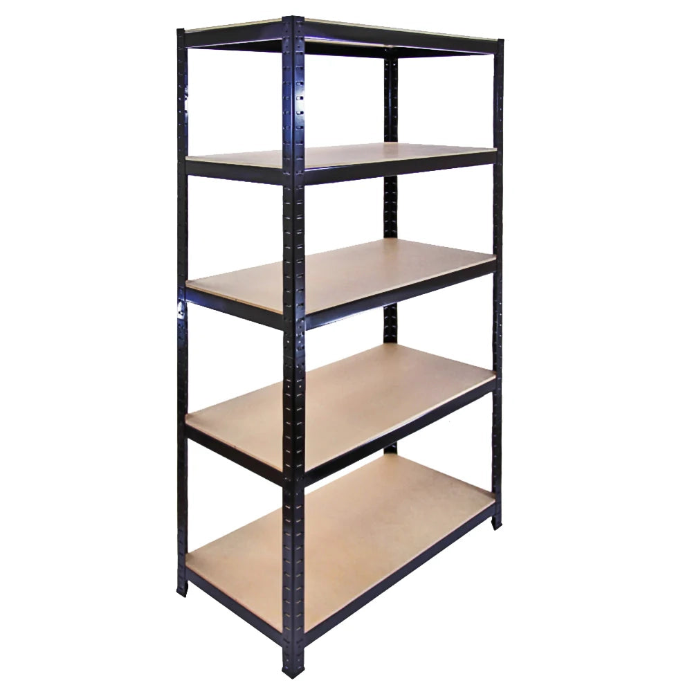 10 Scaffali in Acciaio Senza Bulloni T-Rax Neri Larghi 90cm per Magazzino e Box
