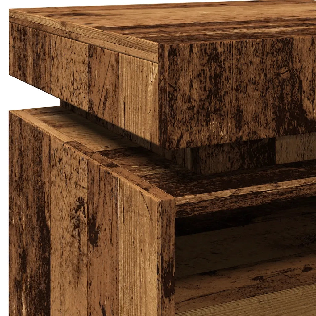 vidaXL Comodini con Luci LED 2pz Legno Antico 40x39x48,5 cm