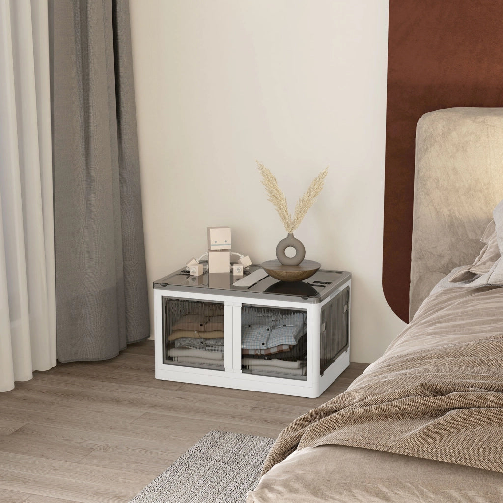 Contenitore pliabile ed impilabile 99L con coperchio e 4 rotelle ¨C Zephmum ¨C Bianco