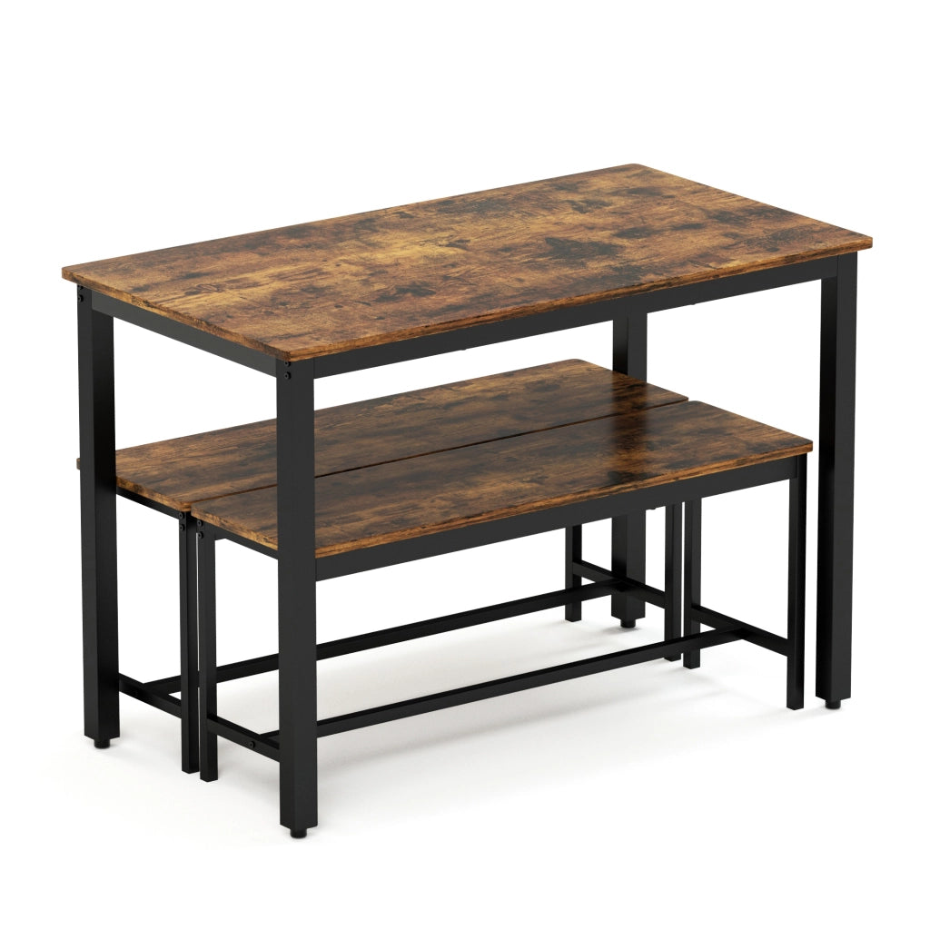TAVOLO Set da pranzo 110 x 60 x 75 cm Rustico Marrone e Nero per 4 persone