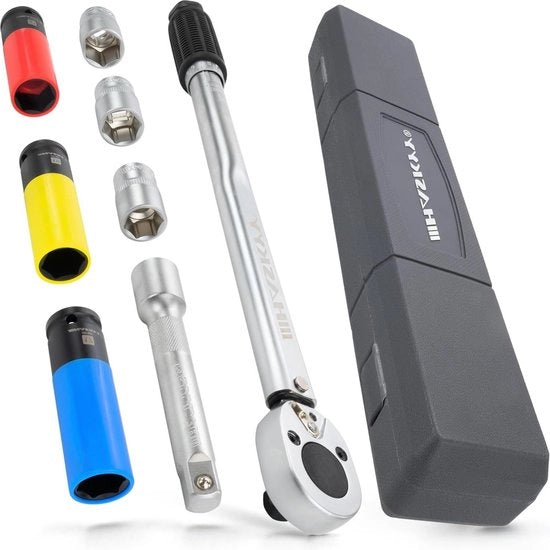 Set di chiave inglese 1/2 pollici 8 pezzi 28-210 Nm con set di gomme a impatto 17-19-21 mm e cappucci protettivi - Strumento professionale di riparazione di veicoli