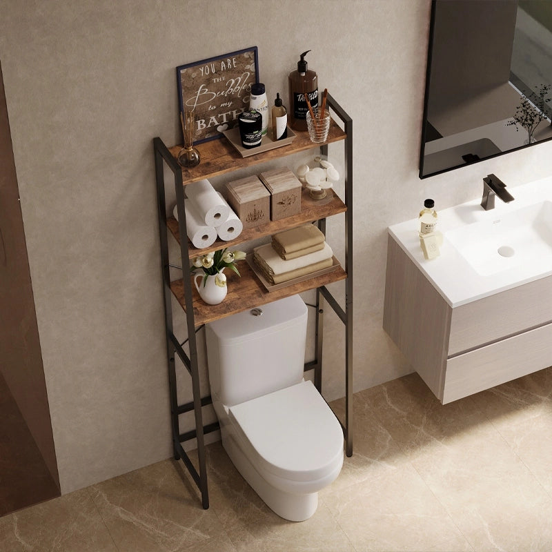 Mobile da bagno sopra il WC, lavatrice, scaffale, ripiano, stile rustico, marrone, loft, 64 cm